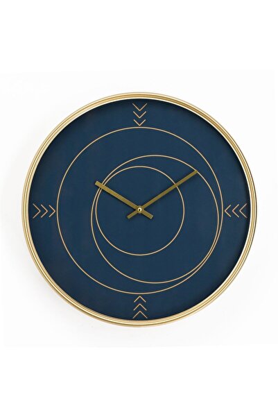 OEM Wall clock GHC100386, analog, round, metal + MDF + glass, blue + gilded, ...