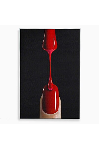 Luxcanva Tablou Canvas Picatura De Lac De Unghii 50x70 cm cu Rama Argintiu Pe...
