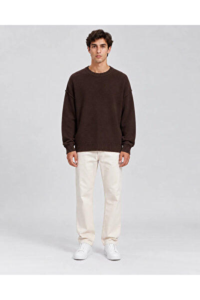 Erkek Oversize Bisiklet Yaka %100 Pamuk Kazak - Loom