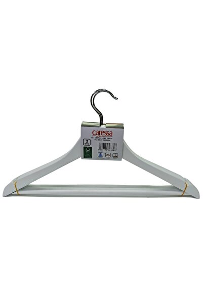 OEM Umerase haine Caressa P66-3H, lemn, 44.5 x 23 cm, alb, set 3 bucăți