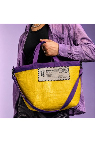 coho objet originale Coho Fashion Daily ToTe Çok Amaçlı Günlük Çanta - Sarı-Mor