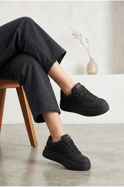 MERVESTORE Women's Thick High Sole Sneaker Thick Knit Lace-Up Comfortable Wal...