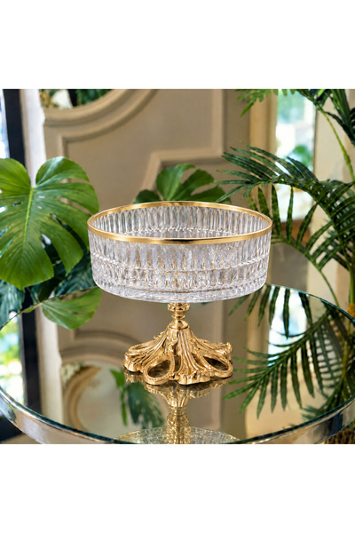 Elta Collection Premium Patentli Gold Ayaklı Cam Sunumluk | Pasta, Kahvaltılı...
