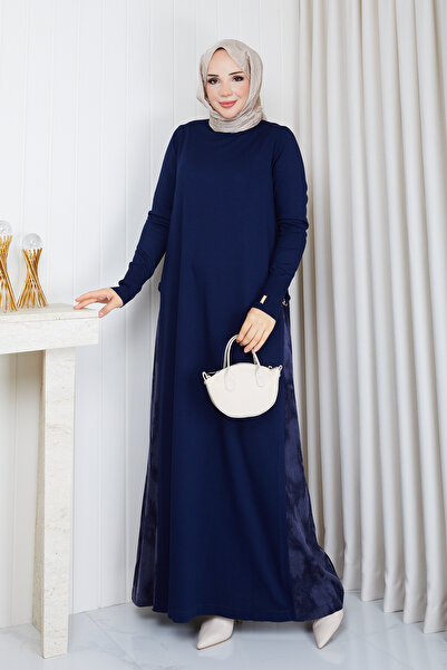 Pamuk Butik فستان نسائي من التريكو الميرسيريزد بتفاصيل حريرية على الجانبين