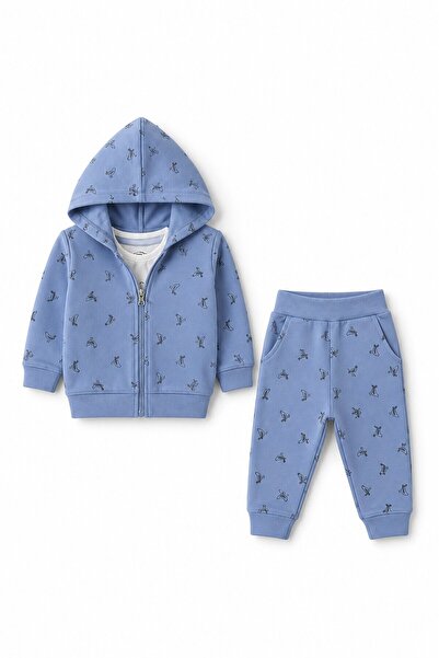Aziz Bebe Baby Girl Bird Patterned Sweatshirt Trousers T-Shirt 3-Piece Top an...