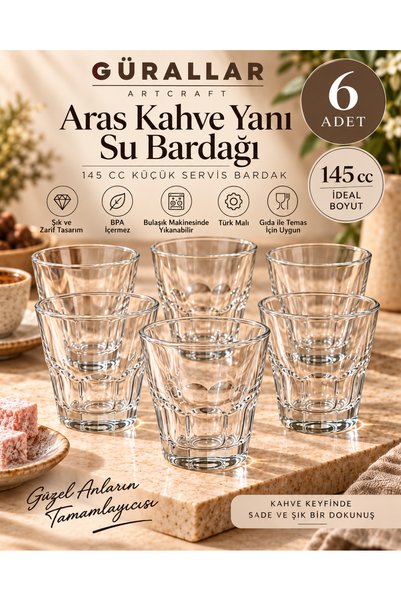 Artcraft Aras 6'lı Kahve Yanı Su Bardağı 145 cc