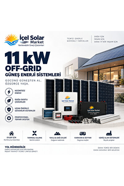Genel Markalar 11 kW Off-Grid Güneş Paneli Sistemi – Bağ Evi, Yayla Evi ve Vi...