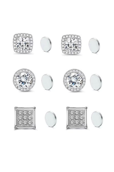 Choice Slivery 3pcs Set ZAKOL New 1 Pair Buling Cubic Zirconia Stainless Stee...