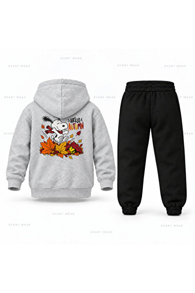SVART WEAR Σετ παιδικής φόρμας με κουκούλα με στάμπα Snoopy Leaf Heap