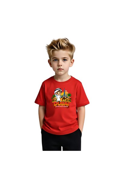 PRINTSHOP4ME Love Dubai Kids Boys T-Shirt - Round Neck with Short Sleeve Tshi...