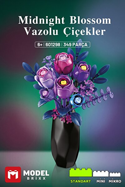 ModelBrixx Midnight Blossom Vazolu Çiçekler Yapı Bloğu Seti 349 Parça