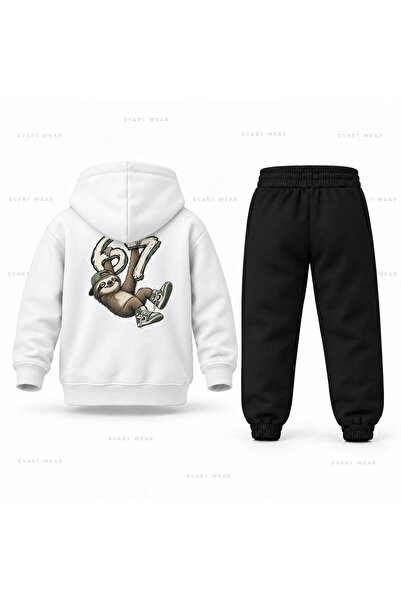 SVART WEAR طقم بدلة رياضية للأطفال مطبوع عليه Six Seven 67 Sloth Animal