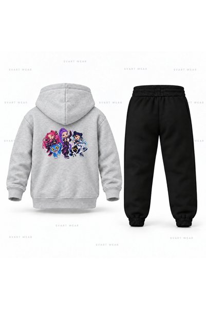 SVART WEAR طقم بدلة رياضية للأطفال بقلنسوة مطبوعة من KPop Demon Hunters Rumi ...