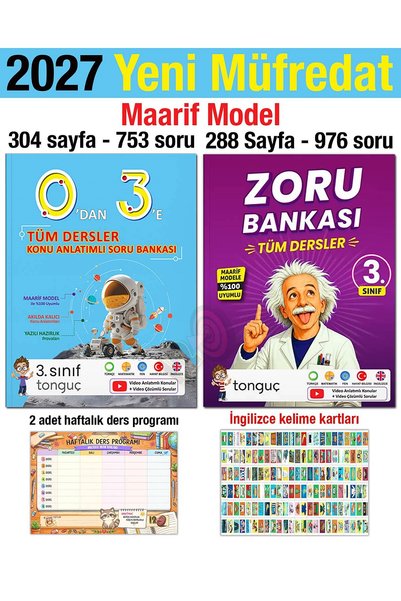 Tonguç Yayınları 3. Sınıf 2027 Tüm Dersler 0'dan 3'e Konu Anlatımlı Zoru Soru...