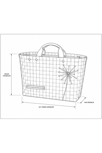 YOURHANDBAGS Krem Nakışlı Sepet Çanta