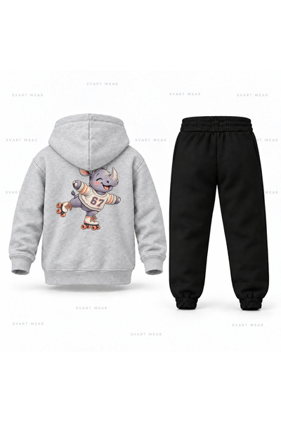 SVART WEAR طقم بدلة رياضية للأطفال مطبوع عليه Six Seven 67 Gergedan Minik Skate