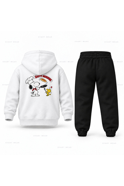 SVART WEAR Σετ παιδικής φόρμας με κουκούλα με στάμπα Snoopy Little Asci