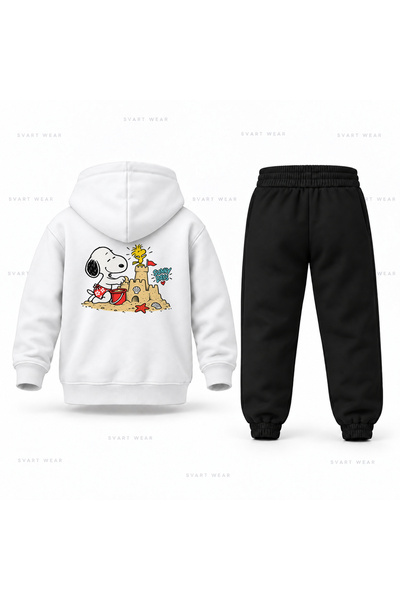 SVART WEAR طقم بدلة رياضية للأطفال بطبعة سنوبي ساند كاسل