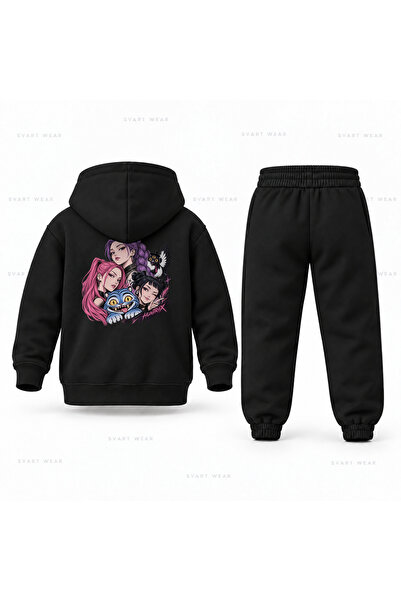 SVART WEAR Kpop Demon Hunters Huntrix Kalem Yuz Printed Children's Hooded Tra...