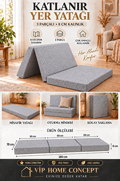 Vip Home Concept Market Ürünleri Katlanır Yer Yatağı 70X180X8 CM Ve Tek Kişil...