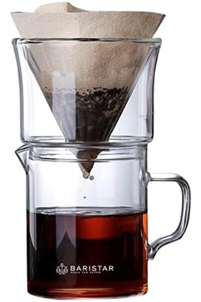 BARISTAR Glass Coffee Mug Stylish Design Convenient with Measurement Marks He...