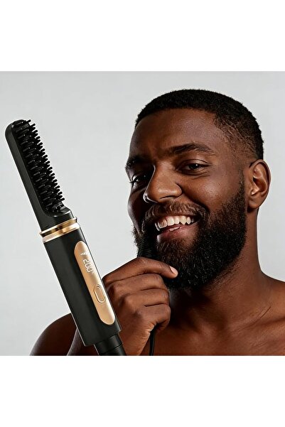 NUANRONGGE Ionic Beard Straightening Brush, Cordless LCD Display, 4 Temperatu...