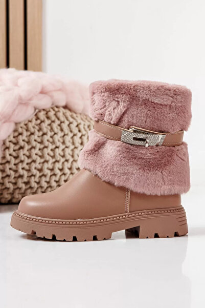 Zaira Girls' pink fur boots made of eco- Leather suede Ana #30438 - 30