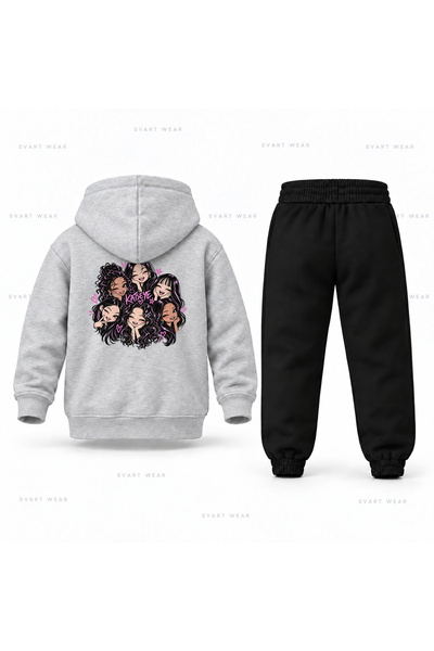 SVART WEAR Σετ παιδικής φόρμας με κουκούλα KATSEYE Manga Laughing Print