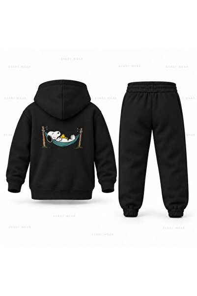 SVART WEAR Σετ παιδικής φόρμας με κουκούλα με στάμπα Snoopy Sleeping Hamagi