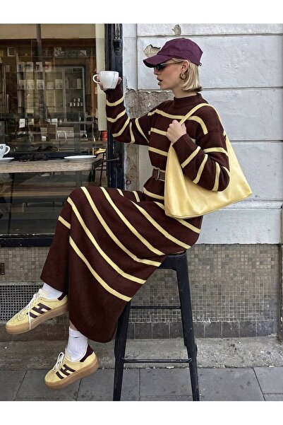 MARLİNG Striped Bohemia Knit Dress