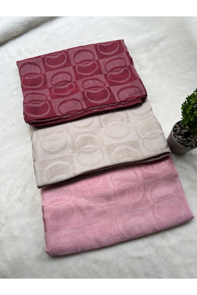 shalby Hijab Cotton Soft Textured New Big Loop Pattern Jacquard Shawl Set of 3 and Makeup Mirror
