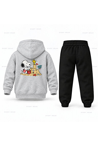 SVART WEAR Σετ παιδικής φόρμας με κουκούλα με στάμπα Snoopy Sand Castle