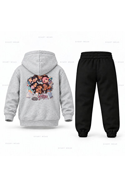 SVART WEAR Katseye Balikgozu Team Printed Children's Hooded Tracksuit Set