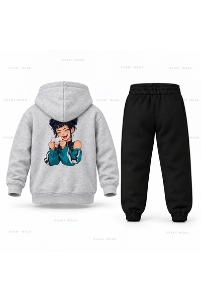 SVART WEAR طقم بدلة رياضية للأطفال من KPop Demon Hunters Zoey Pembe Not مطبوع...
