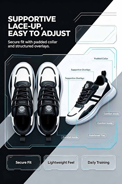 AuraHub Trading Sporty Lace-Up Sneakers - Lightweight Design for Daily Training