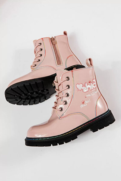 Zaira Girls' pink fur boots made of patent Leather Sirena #30451 - 30