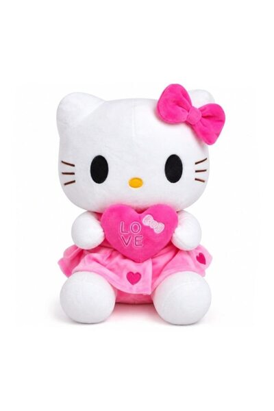 MASHASHOP Mascotă de pluș, Hello Kitty cu inimă, MASHASHOP, roz/alb, 28 cm