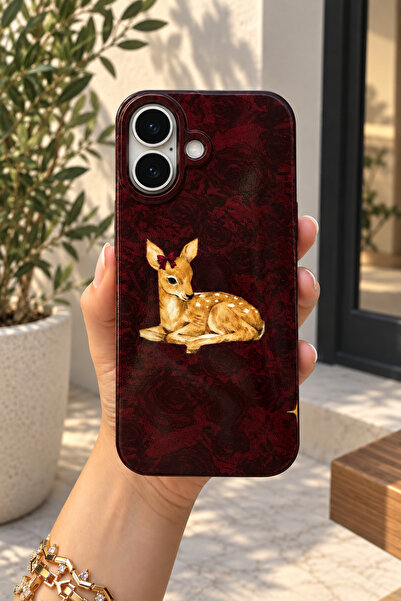 OVADA İPhone 16 Uyumlu Geyik Desenli Silikon Telefon Kılıfı