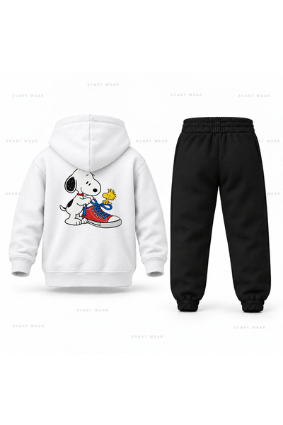 SVART WEAR طقم بدلة رياضية للأطفال مطبوع عليه سنوبي باجيك