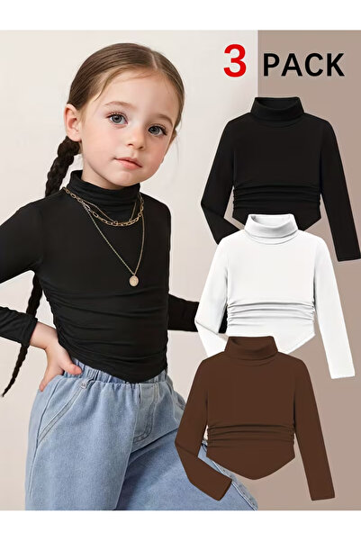 Machetta Children's Long Sleeve Drawstring Detailed Turtleneck 3-Piece Set