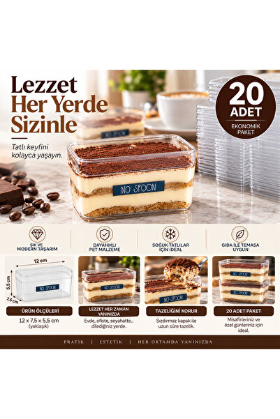 Genel Markalar Policap 20'li Tiramisu Cup 300 cc Kristal Kase Plastik Şeffaf ...