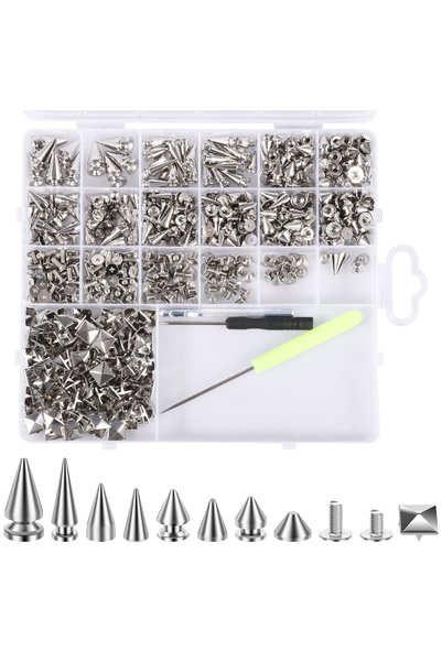 Choice set A 603pcs 600pcs Punk Studs and Spikes Kit Metal Cone Spikes and Sq...