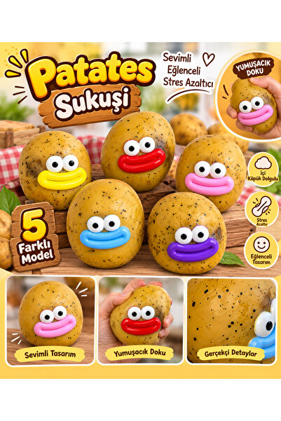 Gezinfini Hediyelik Patato Squish | Patates Sukuşi Sıvı Dolgulu Stres Oyuncağ...