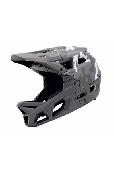Impact Stroke Gri Kamuflaj 55-58cm M Fullface Bisiklet Kaskı