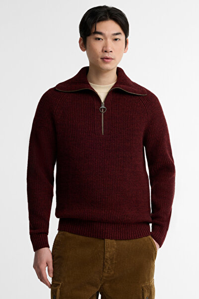 Barbour Riggbay Knitted Yarım Fermuarlı Kazak BR53 Chestnut