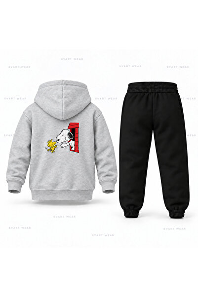 SVART WEAR Σετ παιδικής φόρμας με κουκούλα Snoopy Kopek Kulube με στάμπα