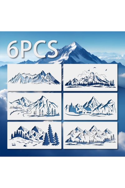 Choice 6 قطع من قوالب الرسم على شكل مناظر طبيعية جبلية مقاس 15 × 30 سم قابلة ...