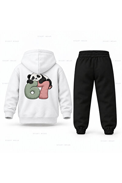 SVART WEAR طقم بدلة رياضية للأطفال مطبوع عليه Six Seven 67 Tembel Panda