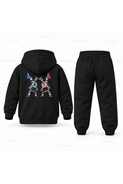 SVART WEAR طقم بدلة رياضية للأطفال بقلنسوة مطبوعة من Six Seven 67 Robot Takla