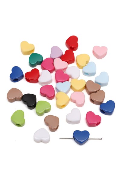 Choice Random Mix1 30pcs 10-30Pcs Acrylic Large Hole Heart Beads Loose Spacer...
